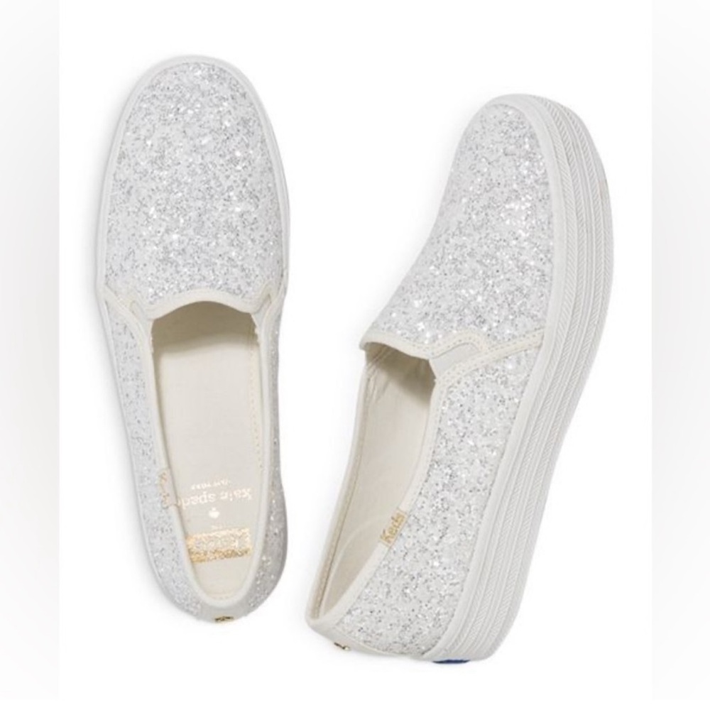 Keds Kate Spade Women's Sparkling Slip-On Sneakers - Silver Glitter like new